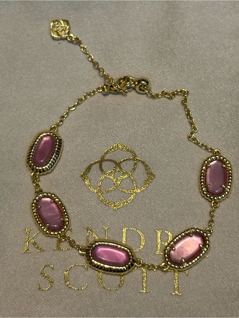Kendra Scott Gold Bracelet with Pink Stones NWOT